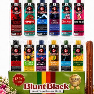 Blunt Black Incense Sticks, 12 Assorted Packs, 144 Count