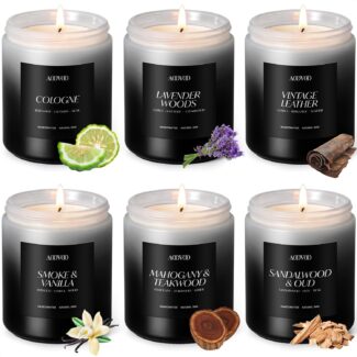 AOOVOO Scented Candles Set - 6 Pack Men Candles for Home Scented
