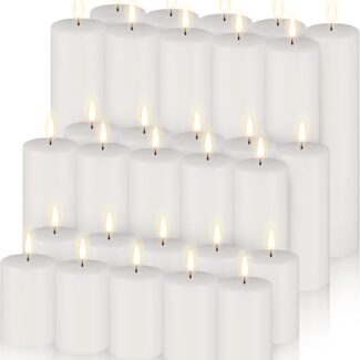 Amyhill 30 Pcs White Pillar Candles Bulk, 2x3 2x5 2x8 in Cotton Wick